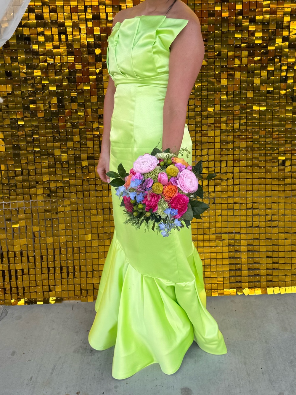 Neon Lime Strapless Mermaid Dress